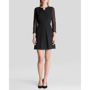 Ted Baker Haswell Black Fit & Flare Dress w/ Jewel Neck, Size Small (2) NWT!